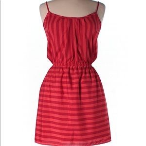 Dark red and light red striped mini dress